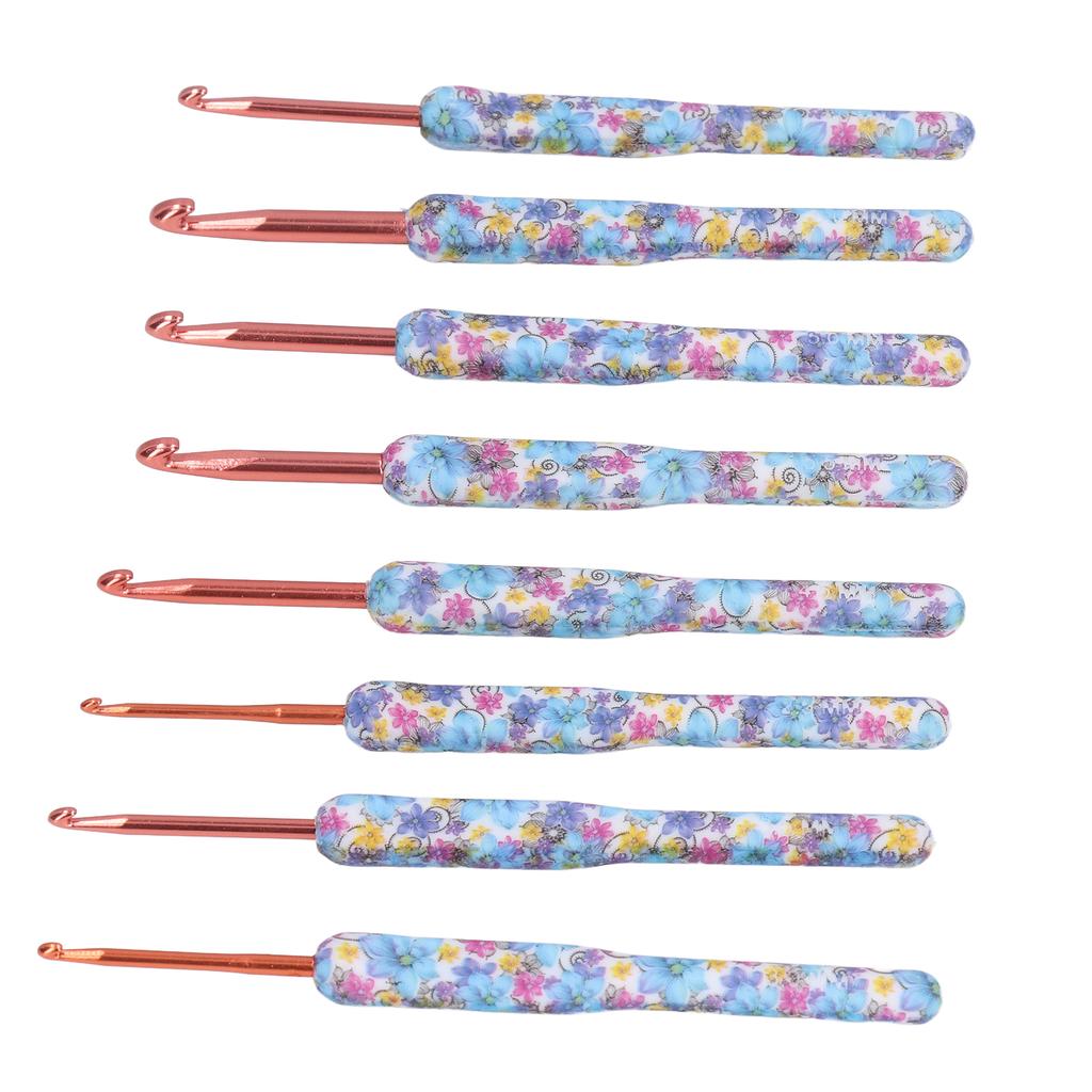 8pcs Crochet Hooks Ergonomic Design Comfortable Handle Easy Identification Compact Portable Knitting Supplies