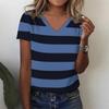 Stripe Graphic T Shirt Women Summer V-Neck Short Sleeve Tops Holiday Casual Tees Y2k Woman Streetwear Harajuku Oversized T-shirt