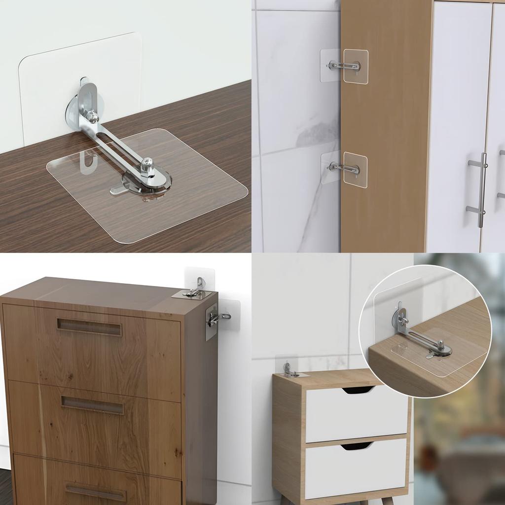 Nalaina Furniture Link Stoppers of No Drilling Earthquake Disaster Preparedness Compatible with and More Tip-Prevention (Set 5) - Discreet, Clear,