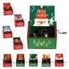 New Wooden Hand Crank Music Box Classical Carved Merry Christmas Theme Music Box Halloween Christmas New Year Birthday Gifts