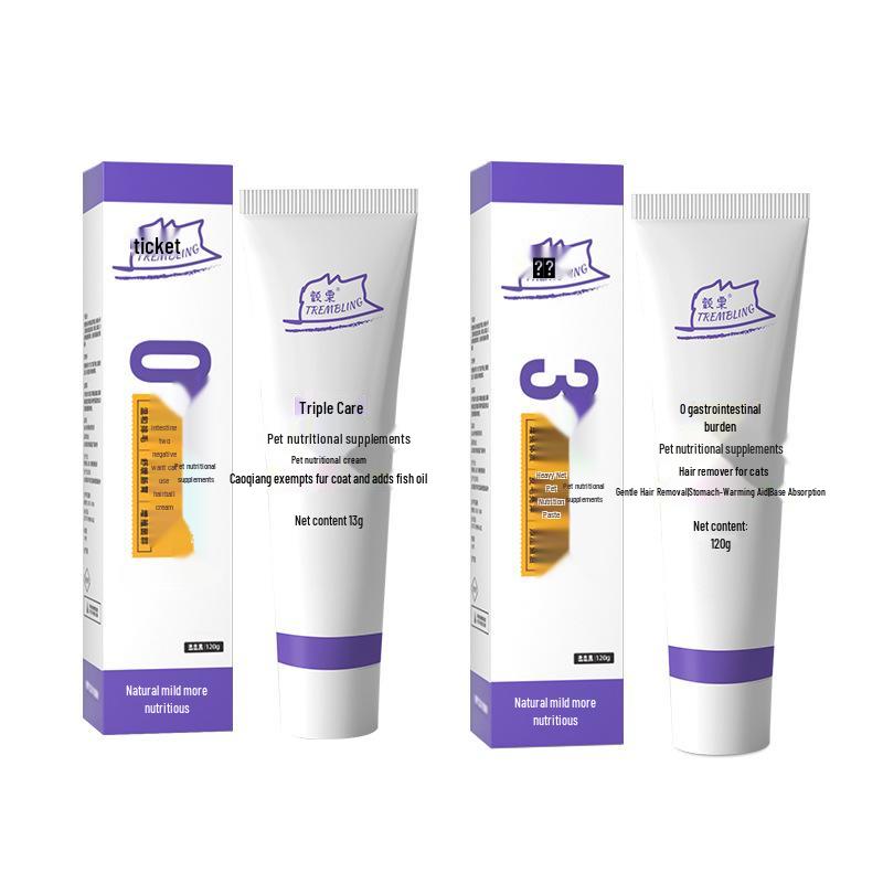 Hairball & Nutrient Paste for Cats and Dogs with Fish Oil & Cat Grass Tablets for Coat Health