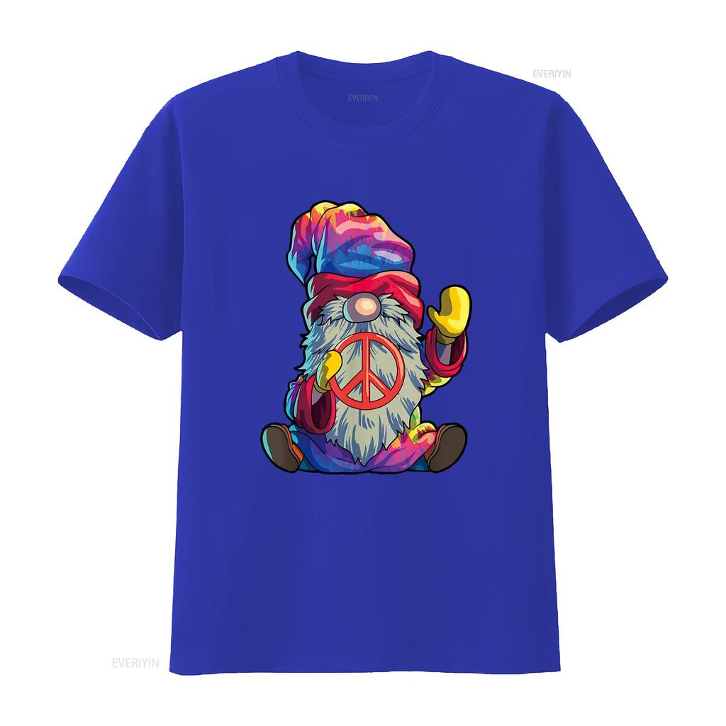 Hippie Gnomes T Shirt Tie Dye Peace vintage Washed homme graphic Top For Everyday Wear Unisex fashion Casual Versatile Slightly