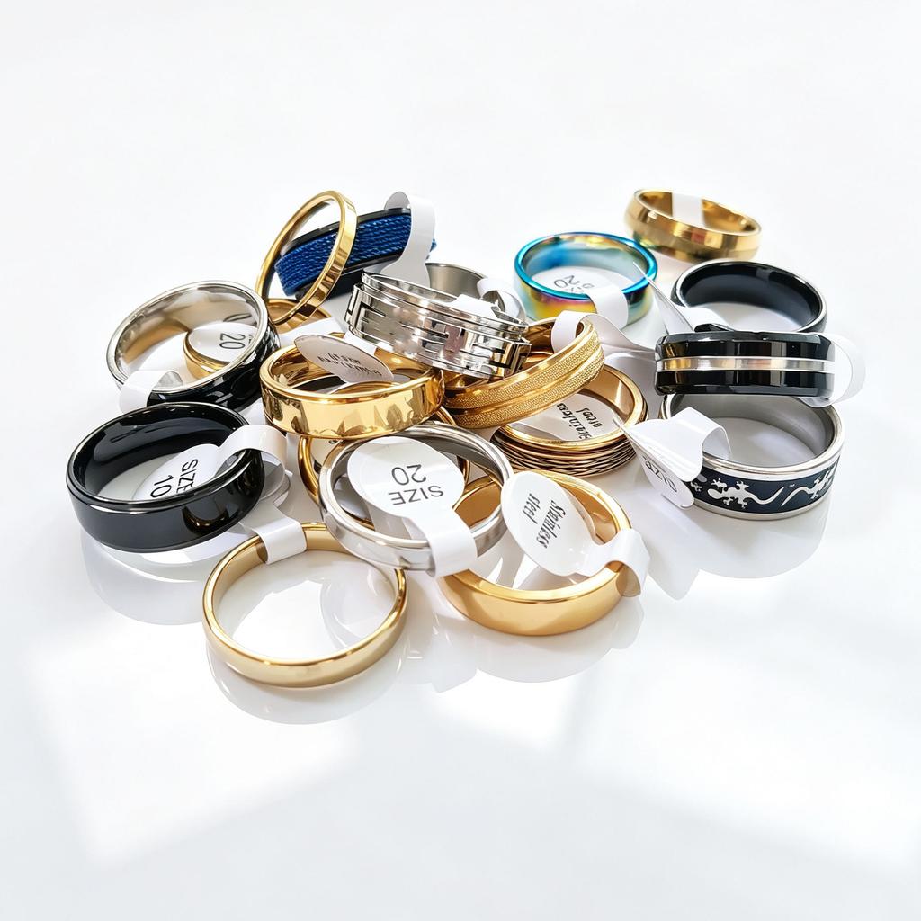 20Pcs Stainless steel ring - gender-neutral plain ring - geometric non-fading jewelry accessory