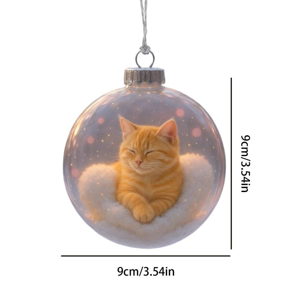 

Christmas Balls Ornaments 3D Cat Ball Holiday Decor Holiday Decor Pendant Ornament for Home Decorators Festival Planners Front жовтий