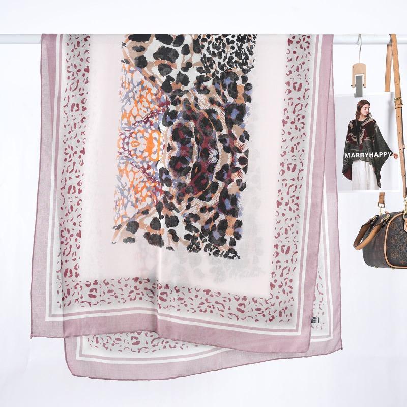 

Весенне-осенний женский шарф-шаль, новый женский шарф с принтом, большая шаль в стиле ретро с леопардовым принтом, летняя тонкая марля 180*80CM