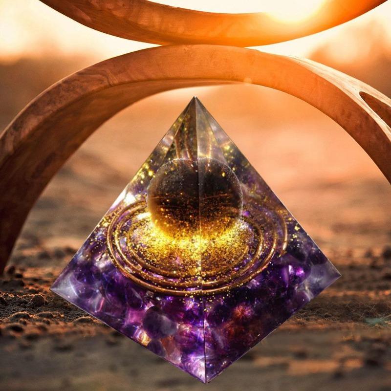 Magische Orgonit-Pyramide, Amethyst-Kristallkugel mit blauem Quarz, natürlicher Kristallstein, Orgon-Energie, Heilung, Reiki, Heim- und Bürodekoration