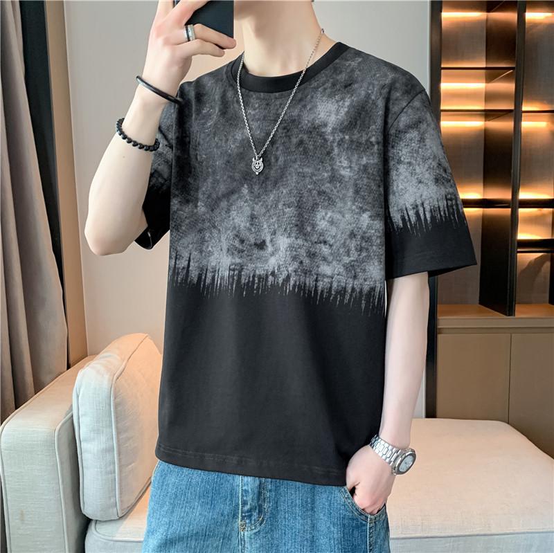 Men's Summer Short-sleeved T-shirt Round Neck Half-sleeved Bottoming Shirt Printed Plus Size Men's M-8XL