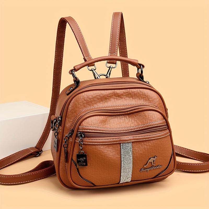 Dámský mini batoh a crossbody taška z PU, lehká, přeměnitelná kabelka s odnímatelným popruhem, mini cestovní taška