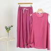 Chic 2025 Summer Women's Cotton-Silk Tank and Long Pants Set