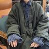 Manteaux d'hiver vintage pour femmes de style chinois à col en V et manches longues de couleur unie