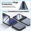 Translucent Matte Protective Case with Tempered Glass Screen Protector for Samsung Galaxy Z Flip 7, Hinge Protection Slim Cover-Black
