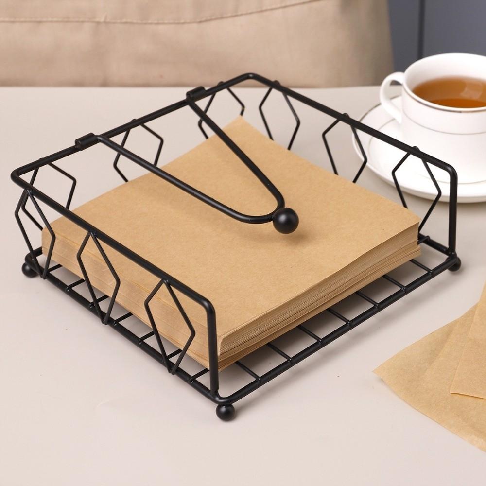 New Metal Napkin Holder Square with Weighted Arm Napkin Box Decorative Holder Rustic Napkin Tray