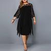 Spitze Patchwork Sommer Plus Größe Casual Chiffon Kleid Frauen Mode Kurzarm Unregelmäßigen Solide Lose frauen Kleider Elegante A Linie Dame Kleid 25547