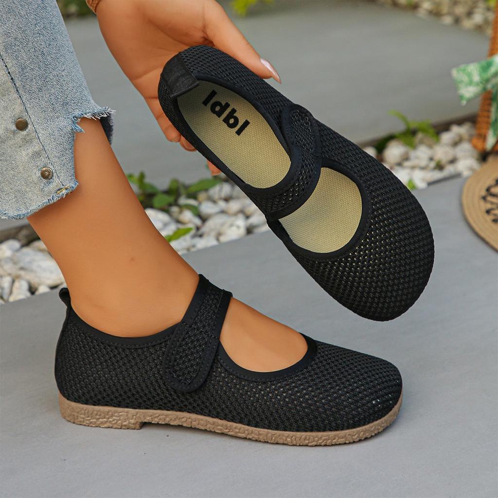 Women Breathable Mesh Flats Lightweight Soft Sole Casual Slip On Shoes Comfortable Walking Mary Jane Style Shoes