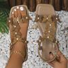 Mode Damen Sandalen Sommer 2025 Neue Flache Strandsandalen Schmetterlingsdekoration Böhmischer Stil Sandalen Sommerschuhe Frau Elegantes Schuhwerk
