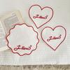 French Embroidered Pet Tableware Mat Pure Cotton Love Flower Trimmed Tabletop Decorative Prop Puppy Dog Bowl Mats