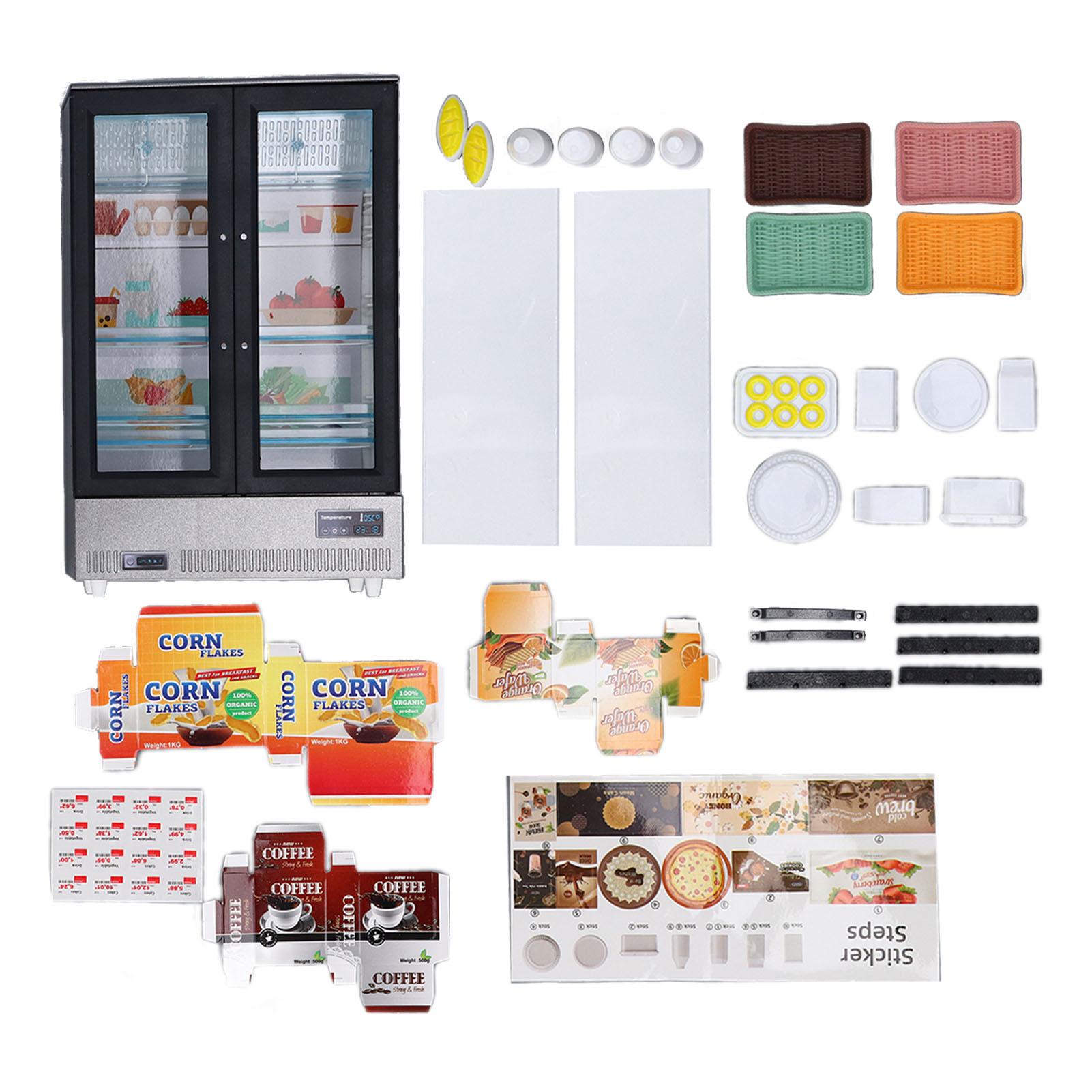 

Dollhouse Miniature Freezer Fridge Dual Door Simulation Miniature Refrigerator Decoration for