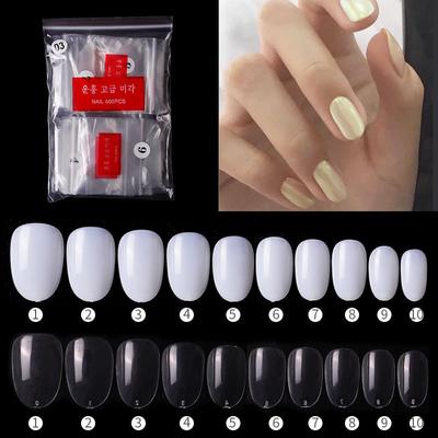 Nailart-Stücke, runder Kopf, künstliche Nagelstücke, Naturfarbe, lackierte Nägel, 500 Stück im Beutel
