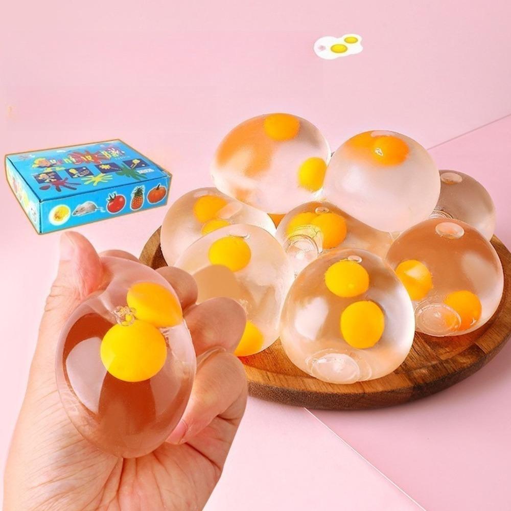 Clear Double Yolk Egg Squeeze Toy Simulation Prank Gadget Drop Resistant Stress Relief Decor
