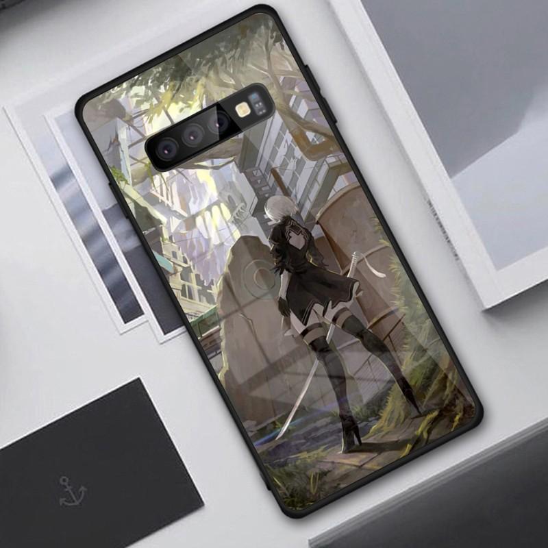 Cute Girl Nier Automata Phone Case For Samung A32 A51 A52 NOTE 10 20 S10 S20 S21 S22 Pro Ultra Black PC Glass Phone Cover
