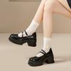 Warrior British Style Small Leather Shoes Fashion Trend Comfortable Breathable Simple Casual Square Heel Mary Jane Shoes 7Cm WXP(WZ)-228301