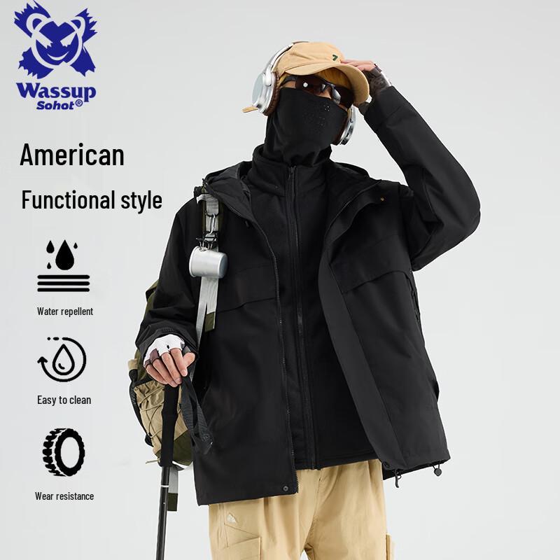 Wassup Sohot Men's 3-in-1 Waterproof Outdoor Jacket