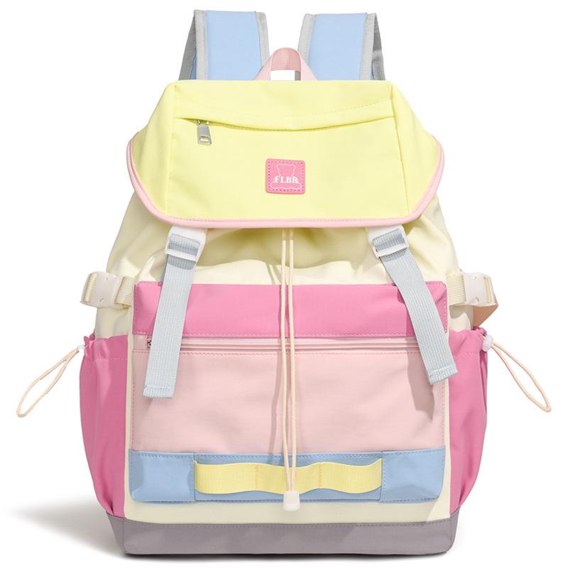 Travel Backpack Color Contrast Backpack Large Capacity Lightweight Student Schoolbag