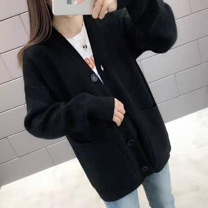 Lazy Wind Sweater Solid Color Coat Women's Outer Wear 2025 Autumn New Korean Version Loose Large Size Foreign Style Knitted Cardigan