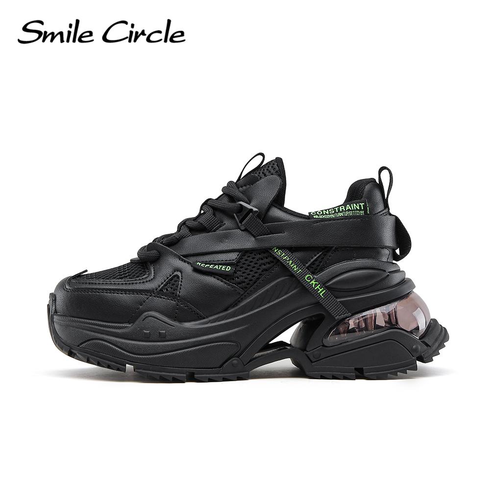 Klobige Sneakers für Damen, flache Plateau-Sneaker, Schnürung, lässige runde Zehen-Sneaker, Damenschuhe, Sneaker