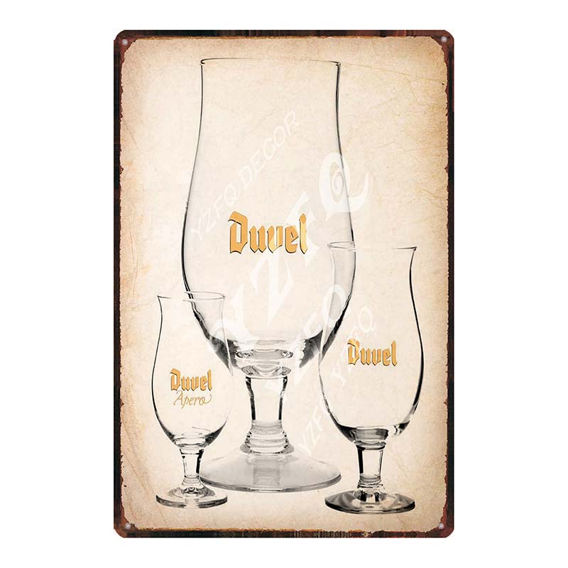 YZFQ Belgické Pivo Duvel Plechové Kovové Značky Deska Vintage Hudební Bar Restaurace Domov Pánská Jeskyně Dekor Nástěnné Samolepky DU-7713B