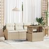 VidaXL 5-Piece Garden Dining Set with Cushions Beige Poly Rattan Acacia 3349518