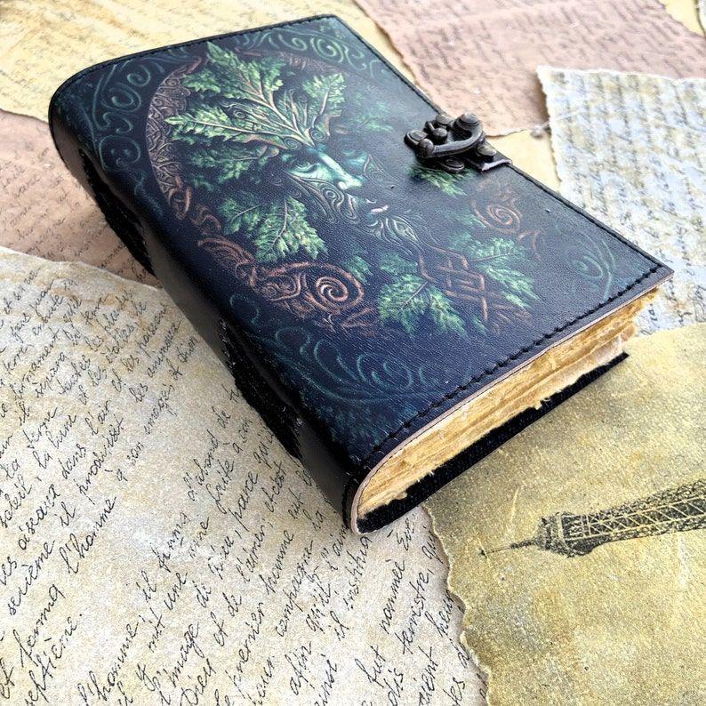 Leather Notebook Diary Travel Journal Leather Journal Leather Sketchbook Writing Gift for Her with Deckle 200 Page & Clock Tree Face