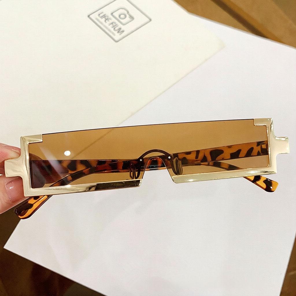 1111 new niche futuristic technology metal two-dimensional rectangular integrated sunglasses exaggerated