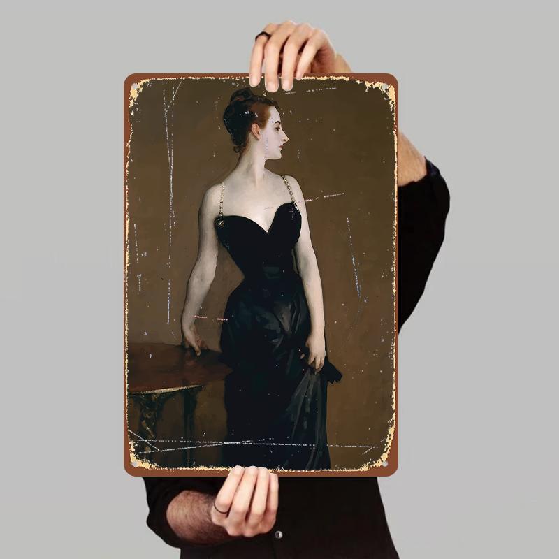 

Vintage European Court Noblewoman Portrait Metal Iron Painting Living RoomWall Art Decor Hanging Ornament 7.9x11.8In(20x30cm)