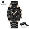 WWOOR Military Watch Men Chronograph Sports Watch For Men Luxury Square Stainless steel Quartz Waterproof Wristwatch Male Clock