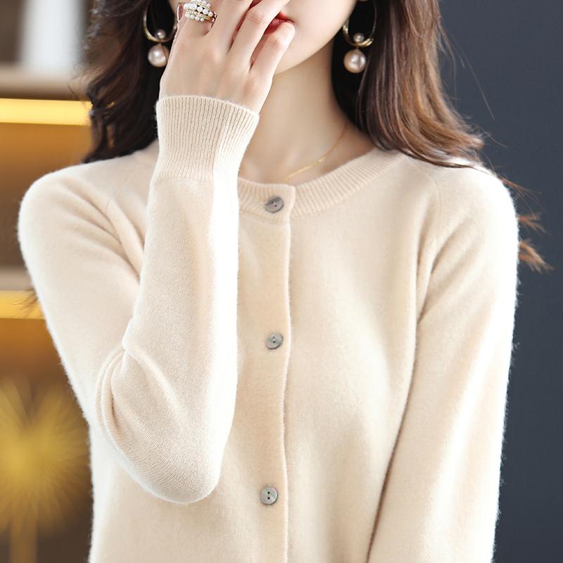 Cardigan damă din cașmir Qinghe cașmir 30% cașmir 70% lână toamnă și iarnă cardigan îngroșat din cașmir moale și cald