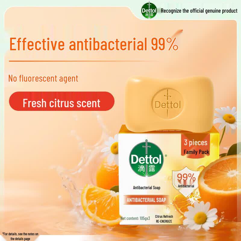 Dettol Citrus Refreshing Antibacterial Bar Soap - 6 x 105g