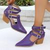 Women's Sandals 2025 New Fashion Casual Ladies Pointed Toe Sexy Soft Leather High Heels Comfortable Women Shoes Heeled Sandal