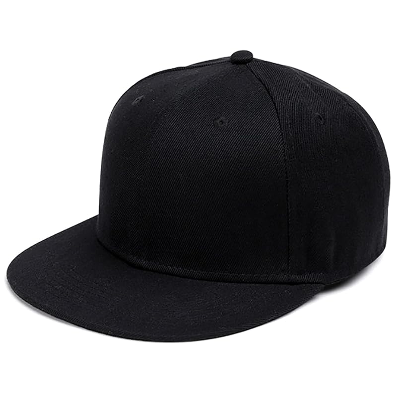 

[Spargel] flat brim cap men s simple Plain color snapback hat baseball cap (black)