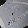 iF ME Retro Gem Star Necklace Double Layer Silver Chain Choker for Women Jewelry Accessories
