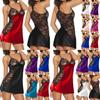 Elegant Womens Lace Strap Lingerie Sleepwear Night Gown Babydoll Dress Set
