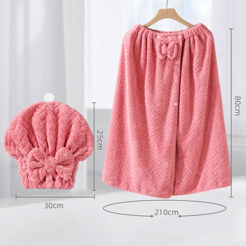 Extra-Large Quick-Dry Strapless Bath Skirt Towel with Hair Cap
