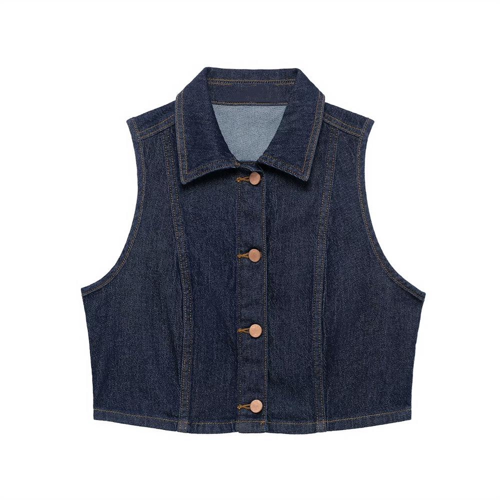 

Весна/Лето 2025 Женский Джинсовый Жилет и Юбка Миди с Разрезом L морской синий