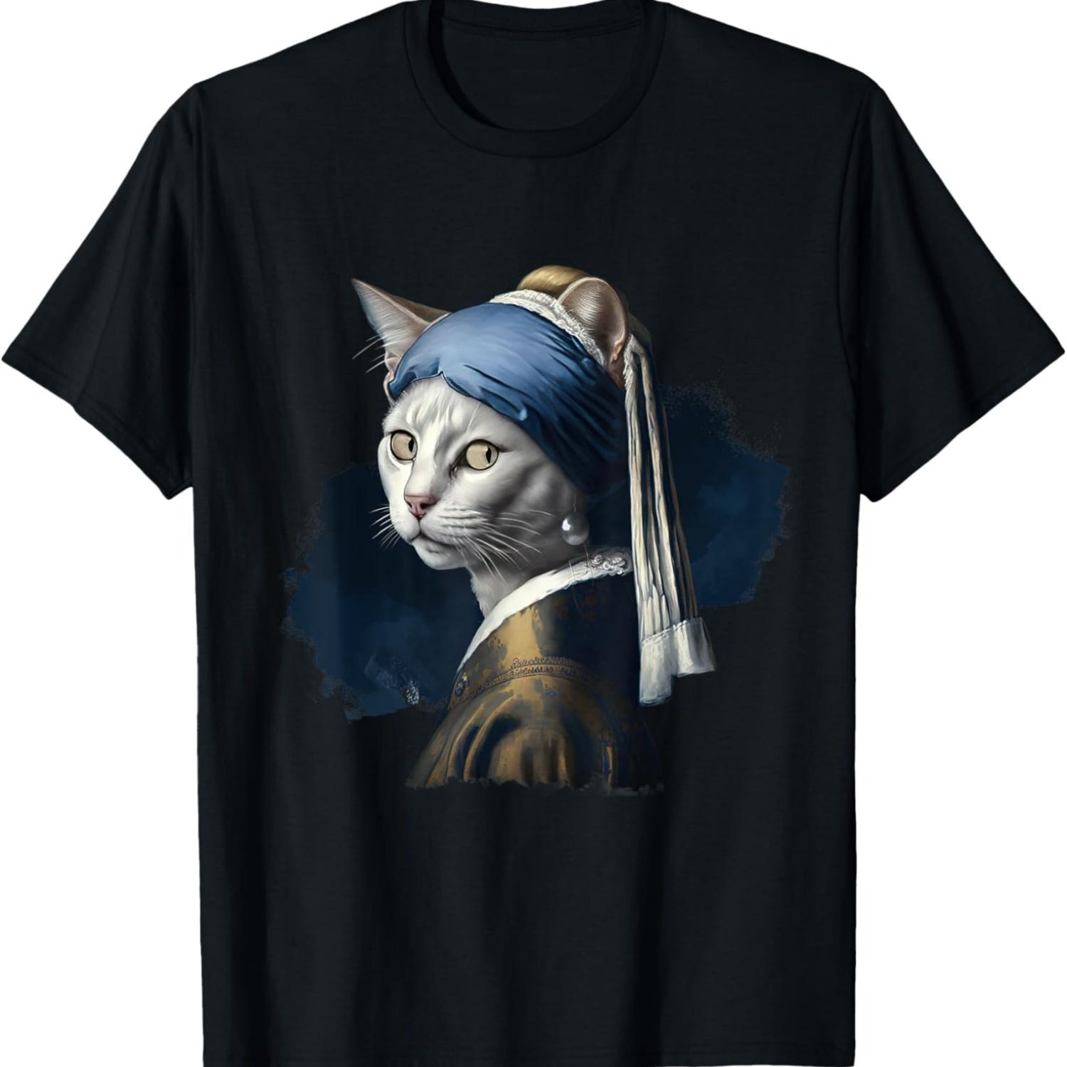 

Cat with Pearl Earring - Versea Painting - Artist Gift T-Shirt XXXXXL чорний