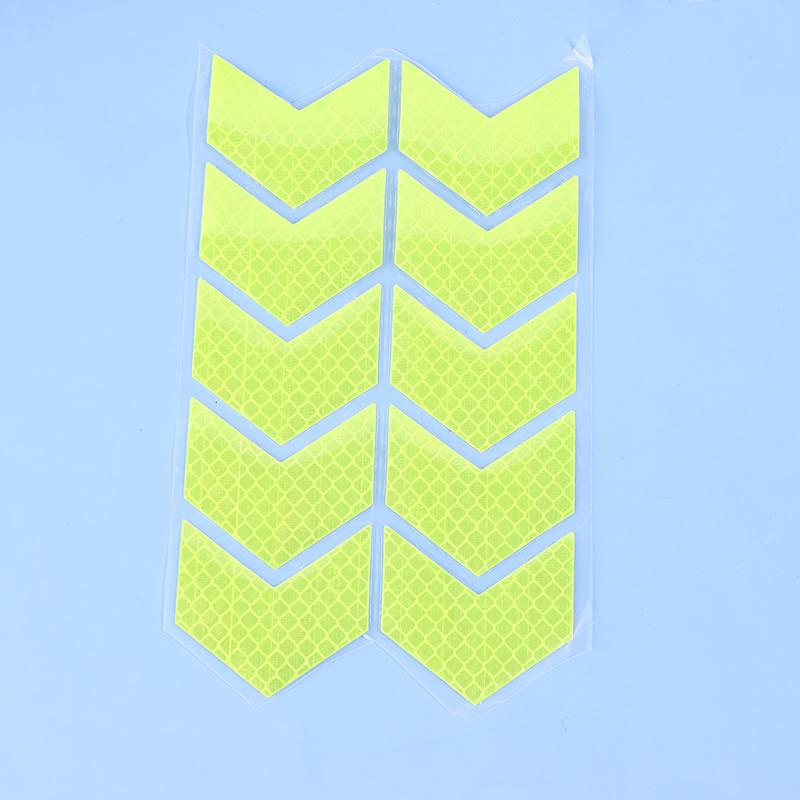 10 Piezas/Set Cinta Reflectante de Señal de Flecha Adhesivo de Seguridad de Advertencia Para Parachoques de Coche Maletero Reflector Cinta de Peligro Accesorios para Motocicleta