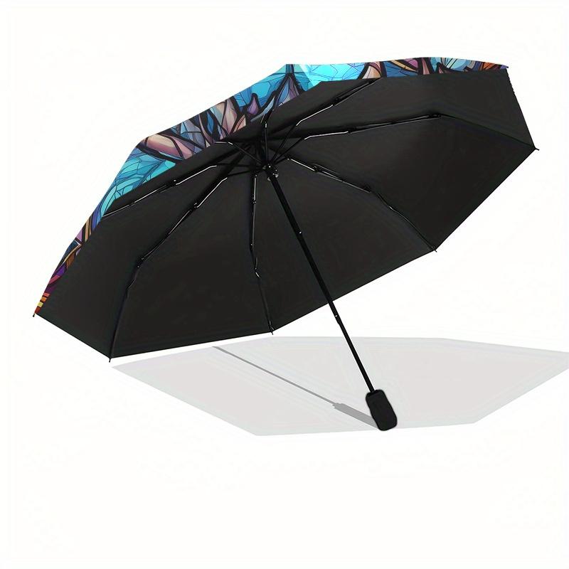 Stained Dragon Head DecorUmbrella, Portable 3-Fold Compact Umbrella,Christmas Gift ES517