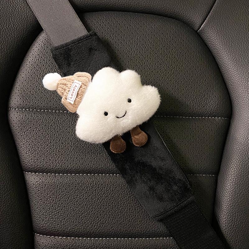 Cute Cartoon Bow Cloud Car Seat Belt Cover Imitation wool Plush Seatbelt Shoulder Pad Protector Auto Neck Support Cushion