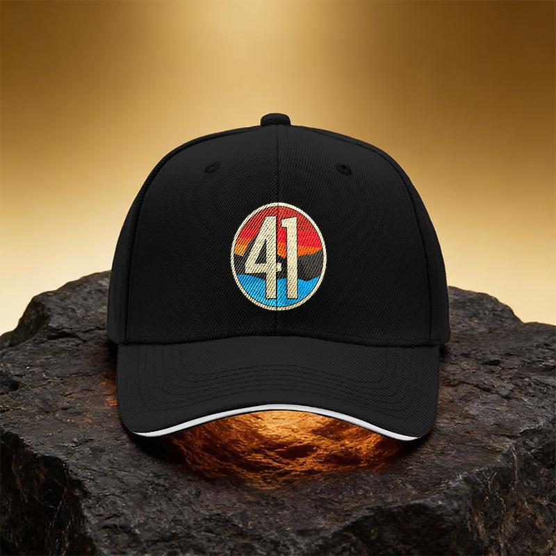 Colorful 41 Number Vintage Pattern Hat, Unisex Printed Baseball Cap Sandwich Brim Snapback Sports Cap, Suitable for Daily Commut