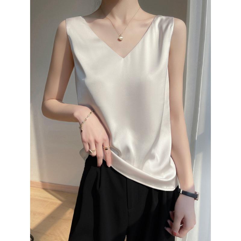 Imitation Silk Satin Camisole Women's V-neck Sleeveless High-end Design Silk Inner Bottoming Top