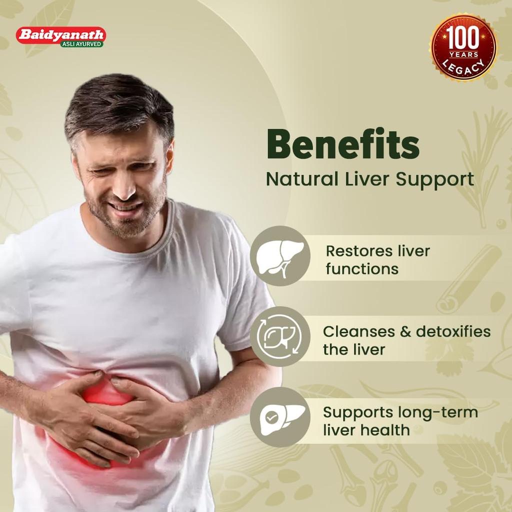 Baidyanath Liverole Strong Ayurvedic Liver Health Supplement 50 Tablets X Pack of 3 for Detox & Vitality